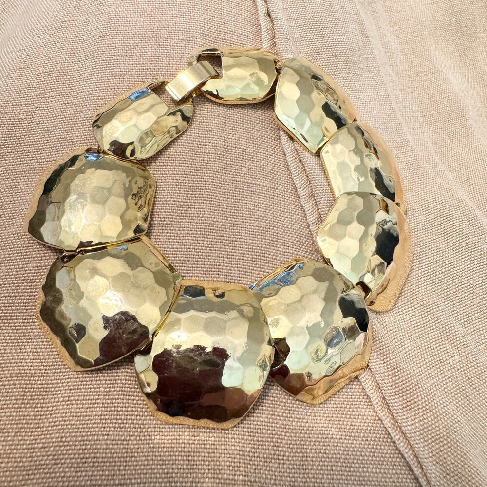 Bracelet Joan Rivers Goldtone Hammered Circles Vintage